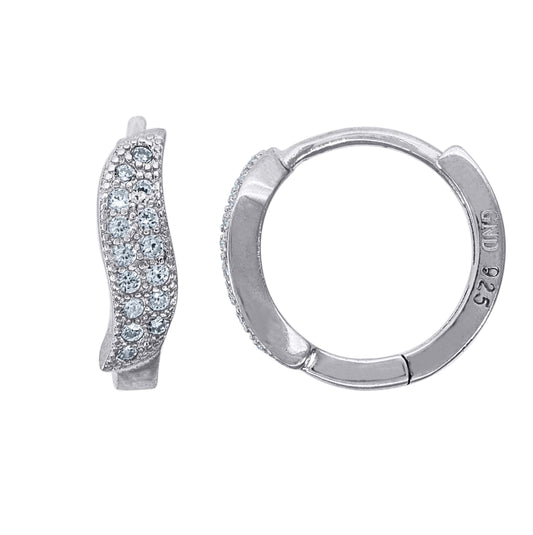Sterling Silver Womens Cubic Zirconia Huggie Hoop Earrings