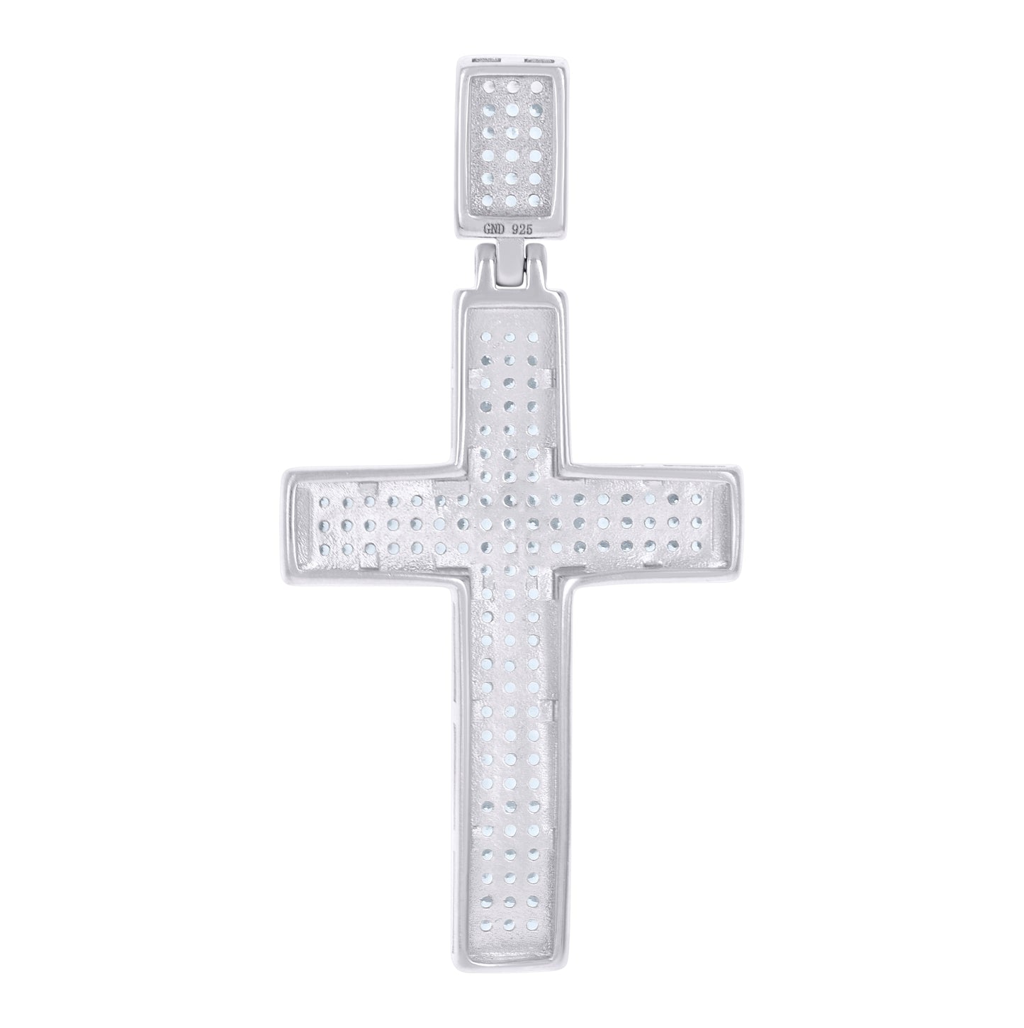 Sterling Silver Mens Cubic-Zirconia Cross Religious Charm Pendant