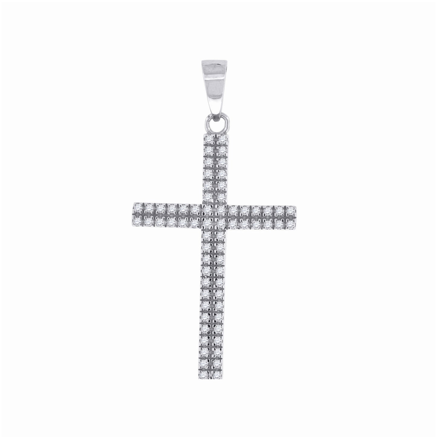 Sterling Silver Unisex Cubic-Zirconia Cross Religious Charm Pendant