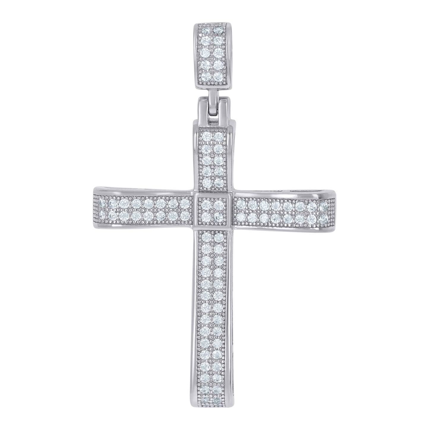 Sterling Silver Unisex Cubic-Zirconia Cross Religious Charm Pendant