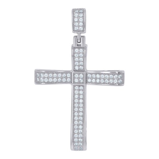Sterling Silver Unisex Cubic-Zirconia Cross Religious Charm Pendant