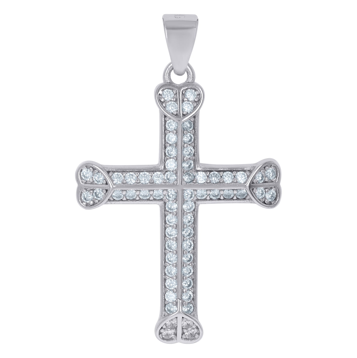Sterling Silver Unisex Cubic-Zirconia Cross Religious Charm Pendant
