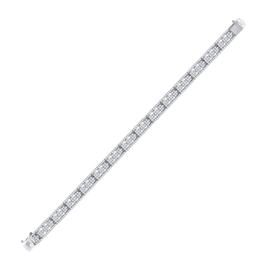 Sterling Silver Womens Micropave Cubic Zirconia Link Bracelet