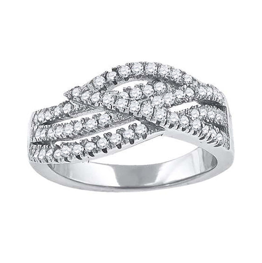 Sterling Silver Womens Cubic-Zirconia Twisted Fashion Bridal Anniversary Wedding Engagement Band Ring