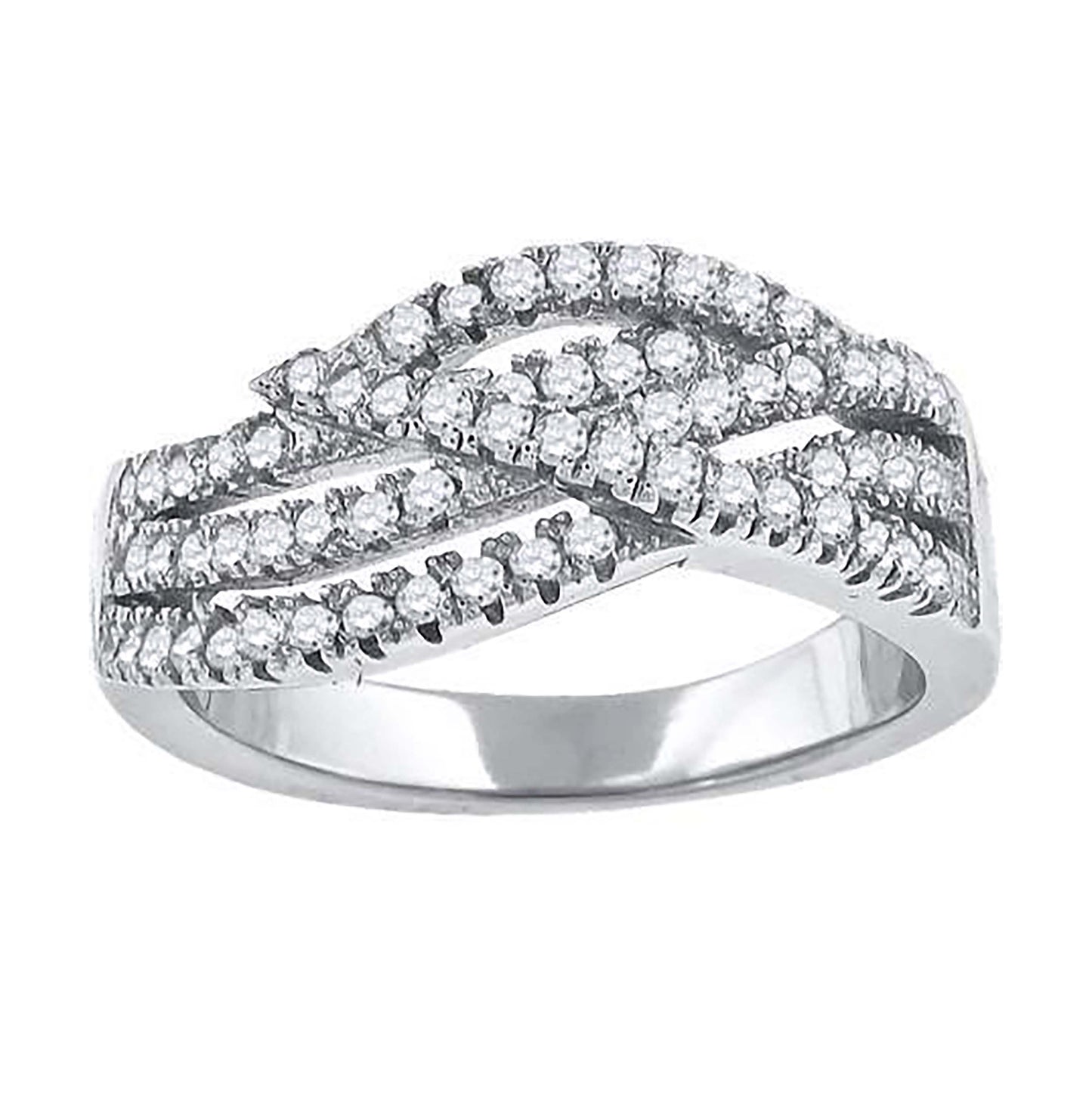 Sterling Silver Womens Cubic-Zirconia Twisted Fashion Bridal Anniversary Wedding Engagement Band Ring