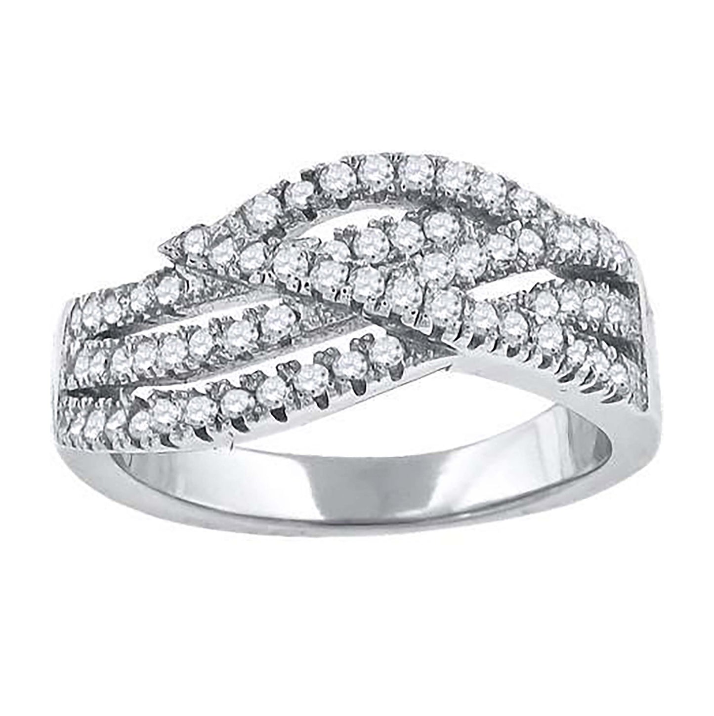 Sterling Silver Womens Cubic-Zirconia Twisted Fashion Bridal Anniversary Wedding Engagement Band Ring