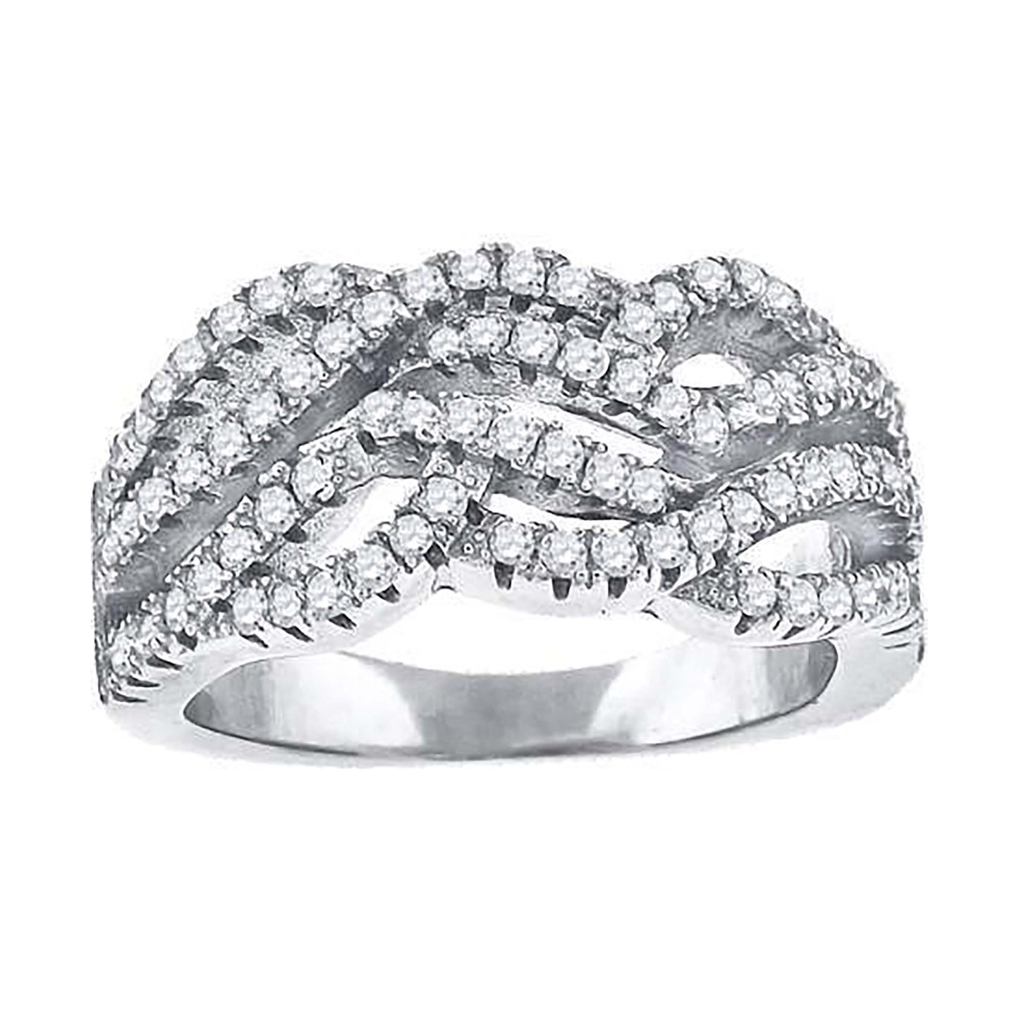 Sterling Silver Womens Cubic-Zirconia Infinity Fashion Bridal Anniversary Wedding Engagement Band Ring