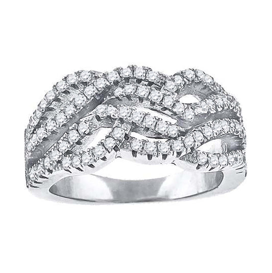 Sterling Silver Womens Cubic-Zirconia Infinity Fashion Bridal Anniversary Wedding Engagement Band Ring