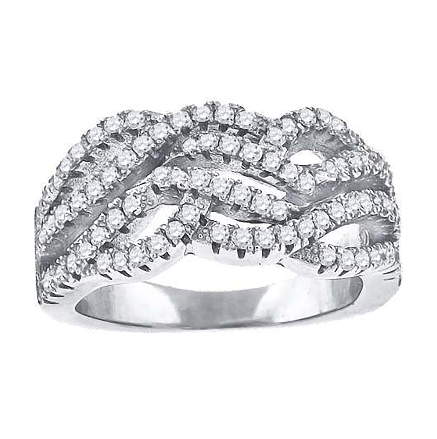 Sterling Silver Womens Cubic-Zirconia Infinity Fashion Bridal Anniversary Wedding Engagement Band Ring