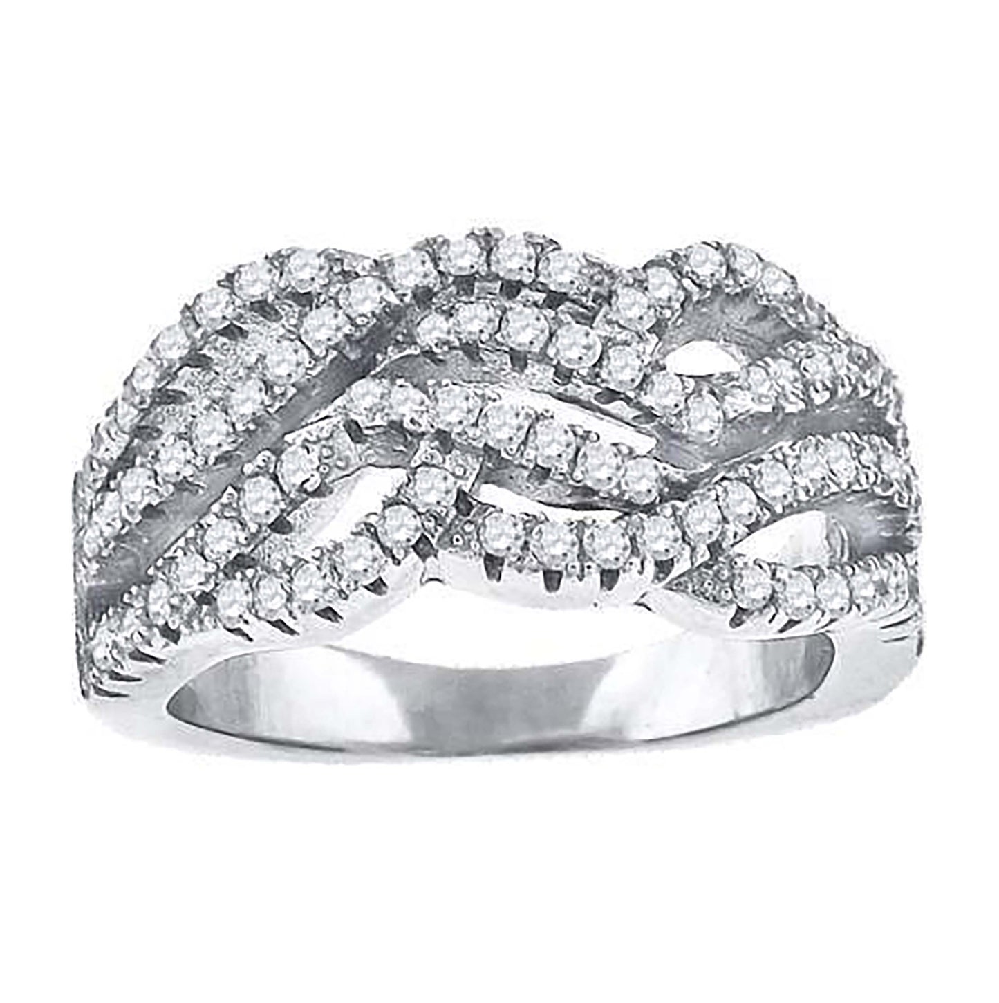 Sterling Silver Womens Cubic-Zirconia Infinity Fashion Bridal Anniversary Wedding Engagement Band Ring