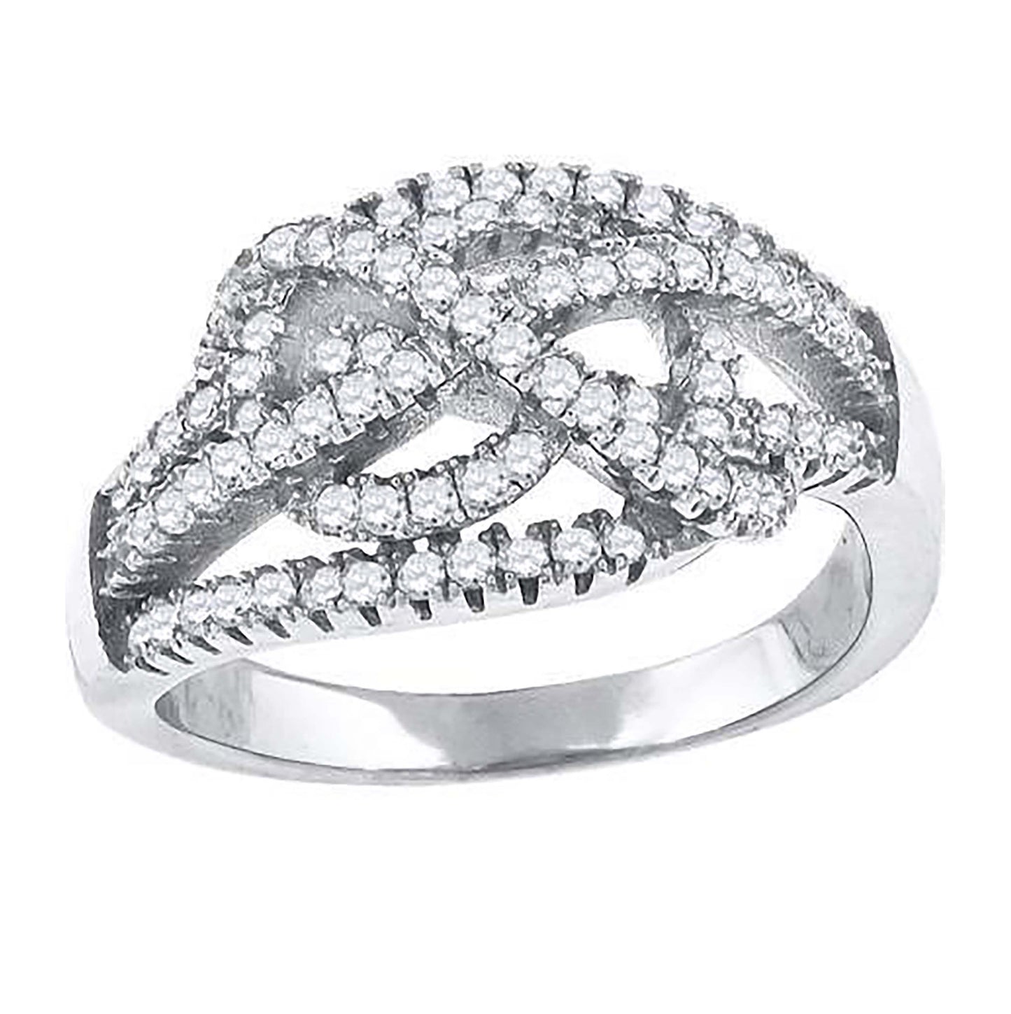 Sterling Silver Womens Cubic-Zirconia Knotted Fashion Bridal Anniversary Wedding Engagement Band Ring