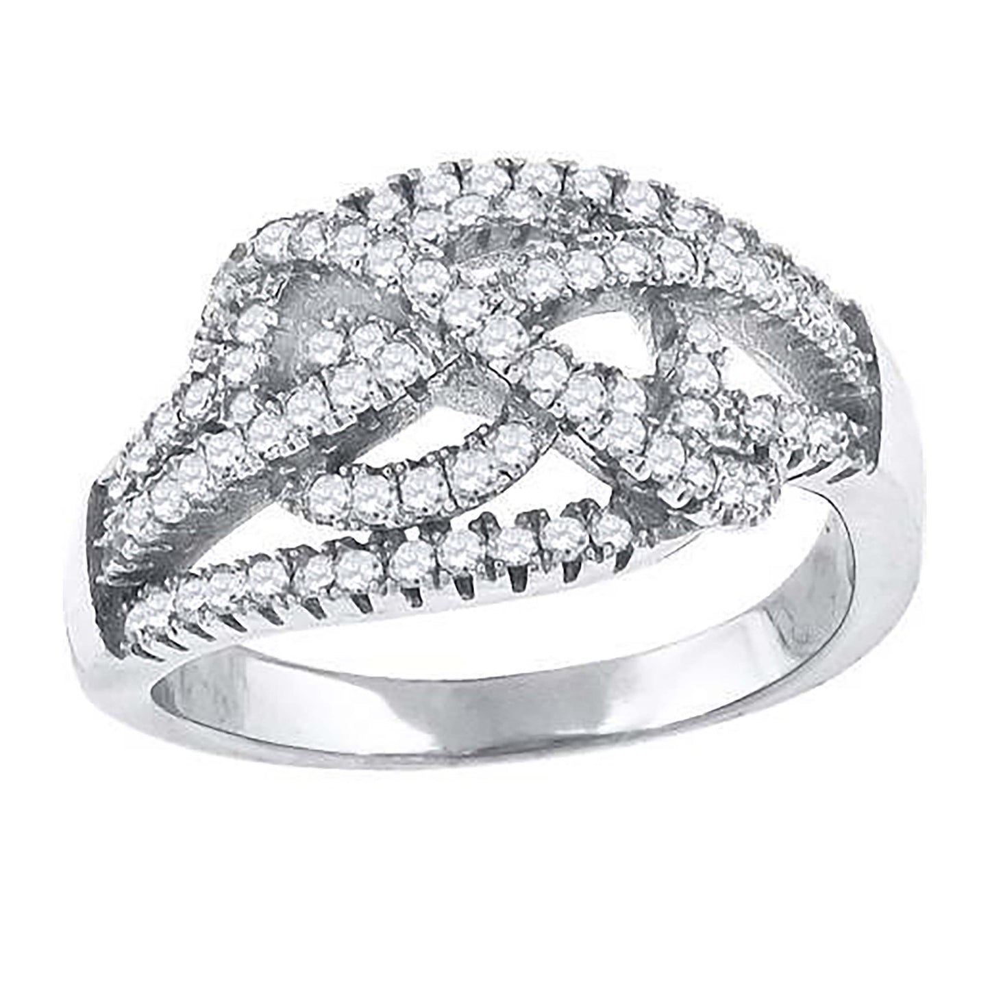Sterling Silver Womens Cubic-Zirconia Knotted Fashion Bridal Anniversary Wedding Engagement Band Ring