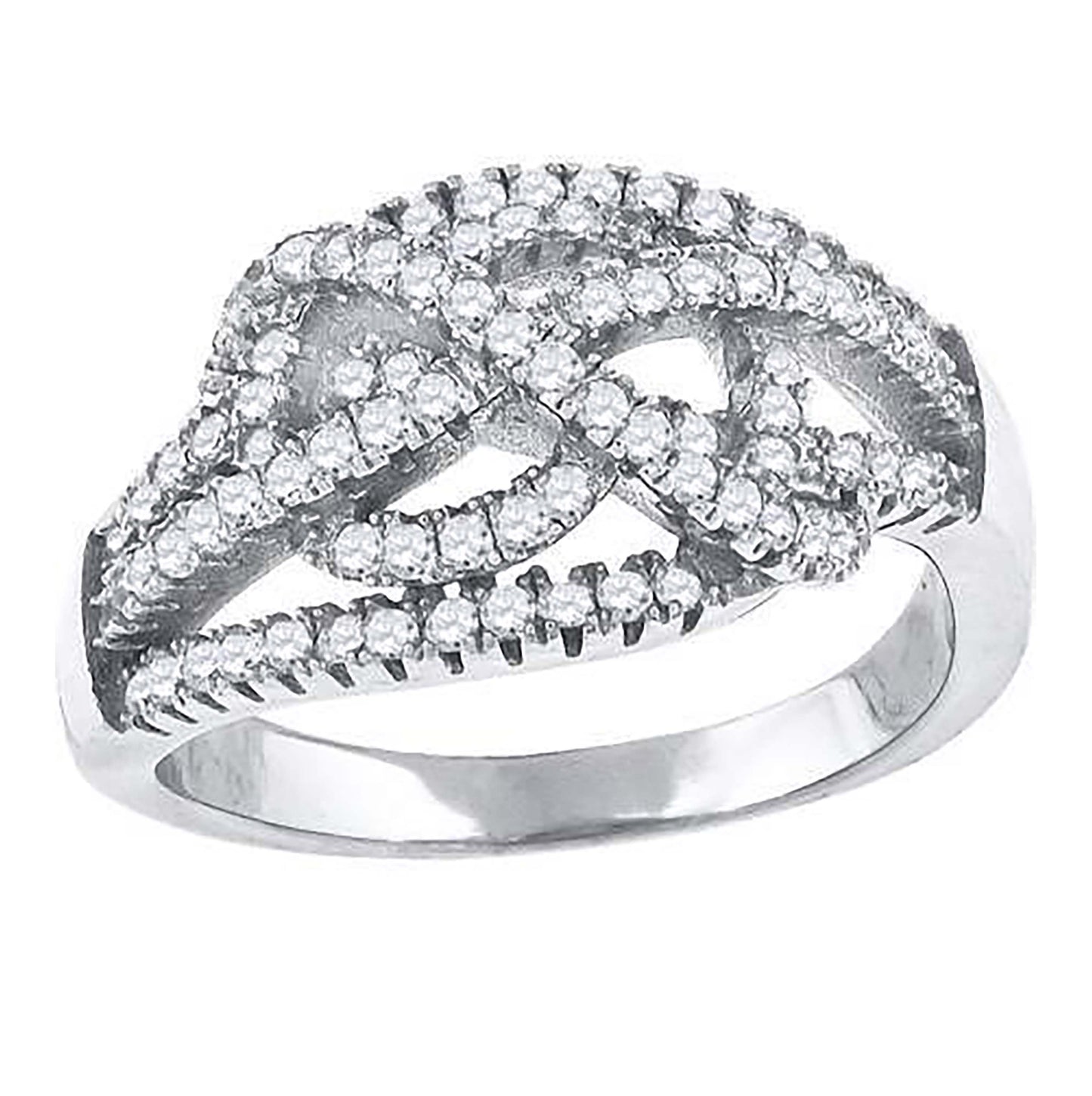 Sterling Silver Womens Cubic-Zirconia Knotted Fashion Bridal Anniversary Wedding Engagement Band Ring