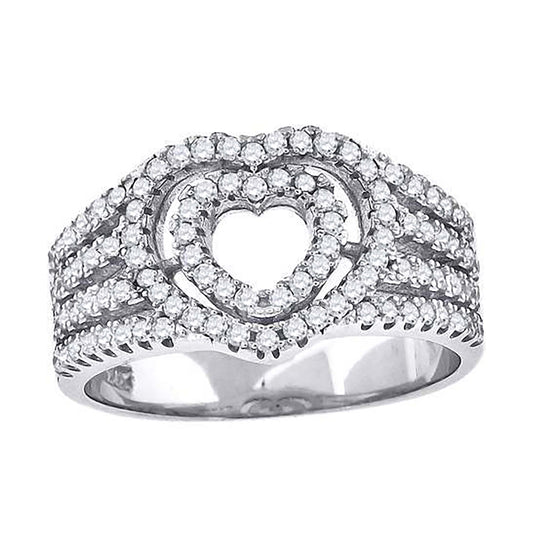 Sterling Silver Womens Cubic-Zirconia Heart Bridal Anniversary Wedding Engagement Band Ring