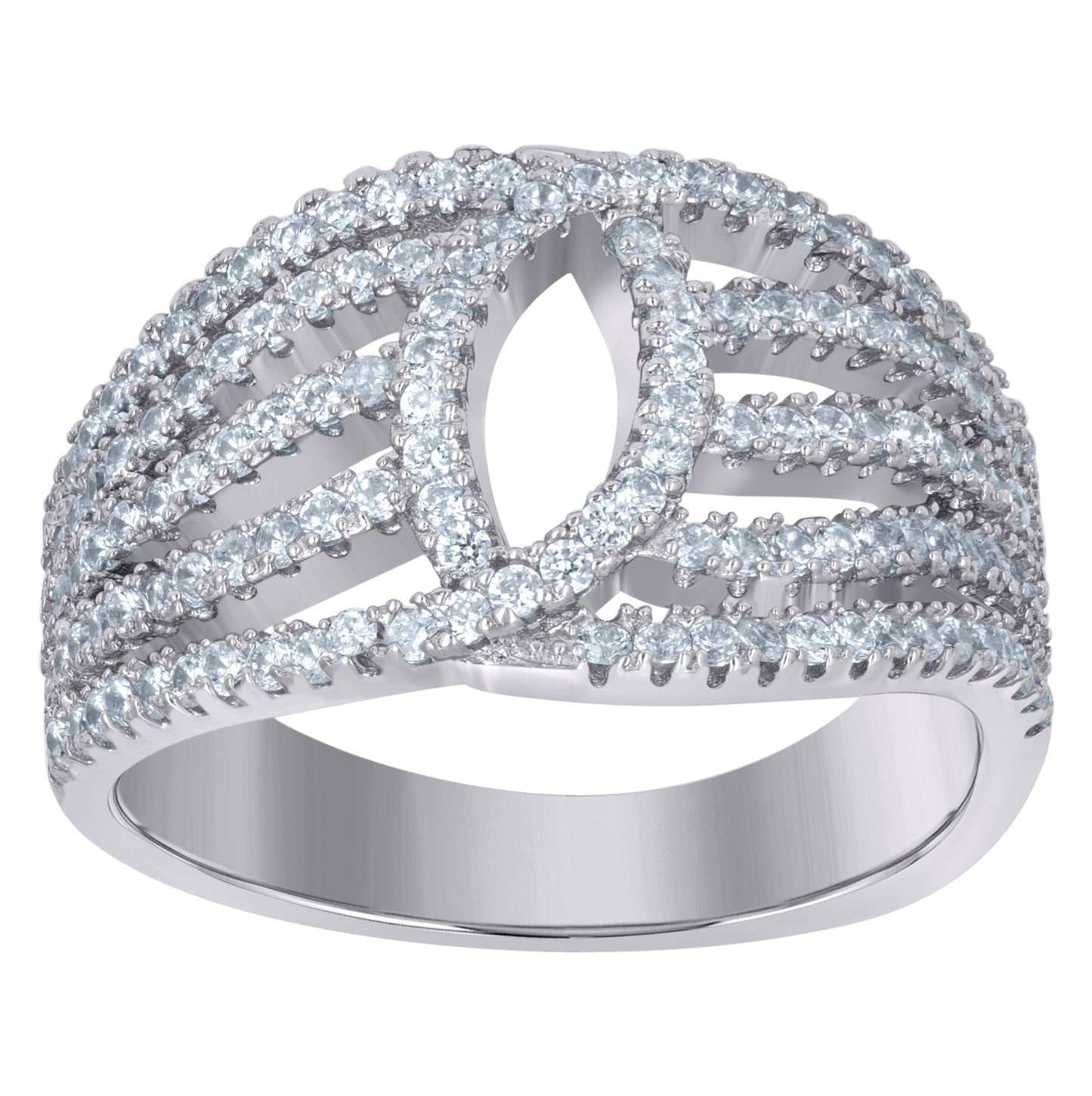 Sterling Silver Womens Cubic-Zirconia Fashion Bridal Anniversary Wedding Engagement Band Ring