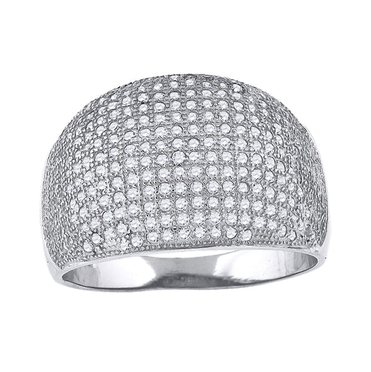 Sterling Silver Mens Cubic Zirconia Domed Presidential Bridal Anniversary Wedding Engagement Band Ring Sizes 9 To 12