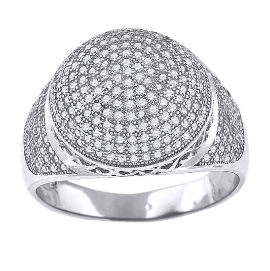 Sterling Silver Mens Cubic Zirconia Round Head Presidential Bridal Anniversary Wedding Engagement Band Ring Sizes 9 To 12