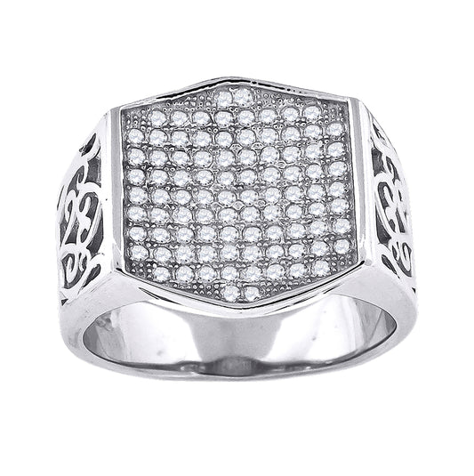 Sterling Silver Mens Cubic Zirconia Fashion Bridal Anniversary Wedding Engagement Band Ring Sizes 9 To 12