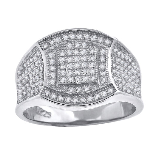 Sterling Silver Mens Cubic Zirconia Wide Band Fashion Bridal Anniversary Wedding Engagement Band Ring Sizes 9 To 12