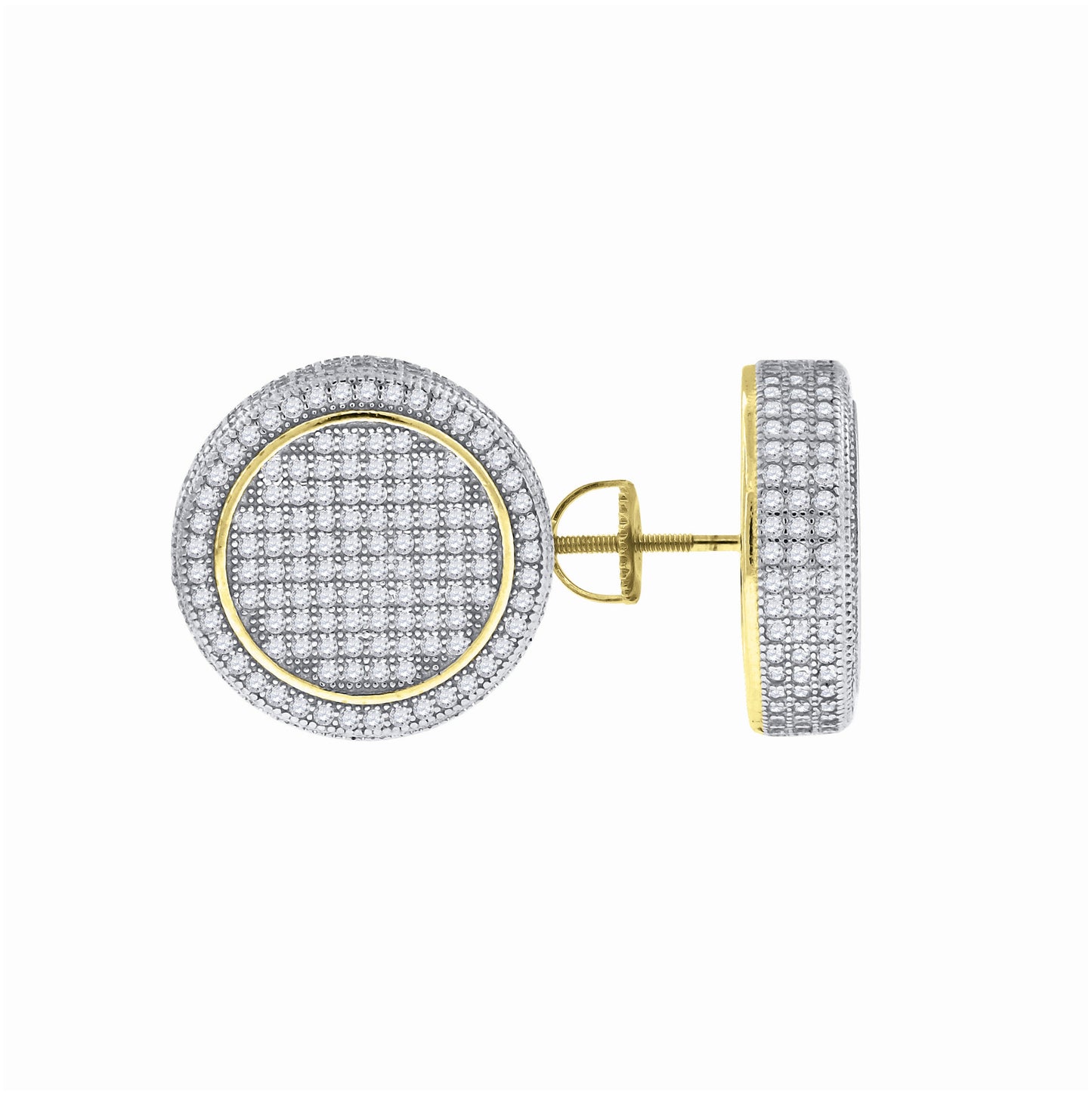 Sterling Silver Or Yellow-Tone Unisex Cubic Zirconia Round Stud Earrings
