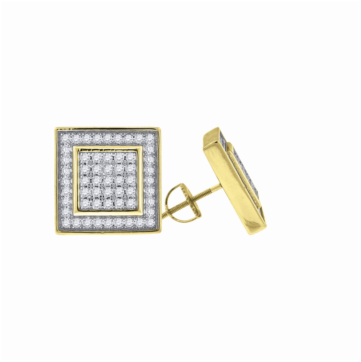 Sterling Silver Or Yellow-Tone Womens Cubic Zirconia Square Stud Earrings