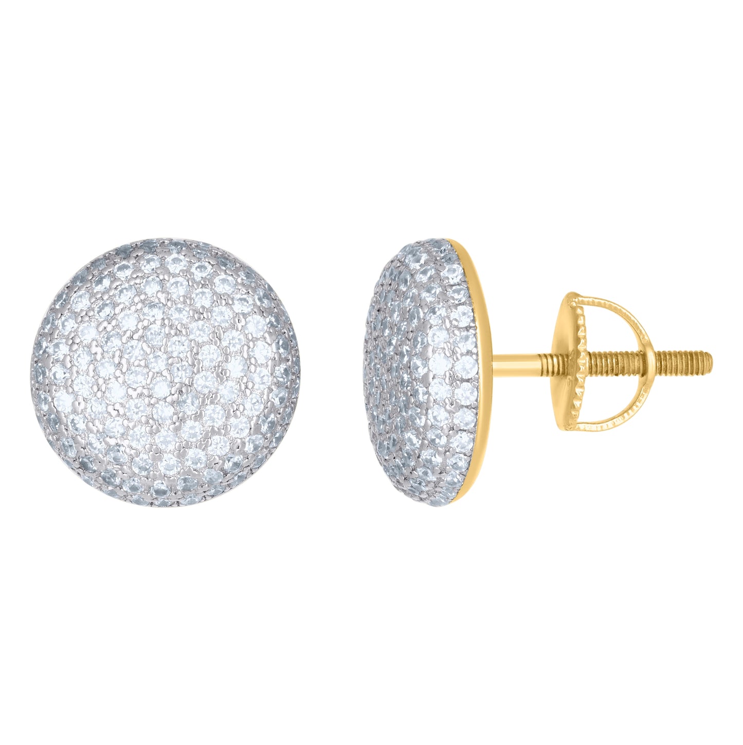 Sterling Silver Or Yellow-Tone Womens Cubic Zirconia Round Stud Earrings