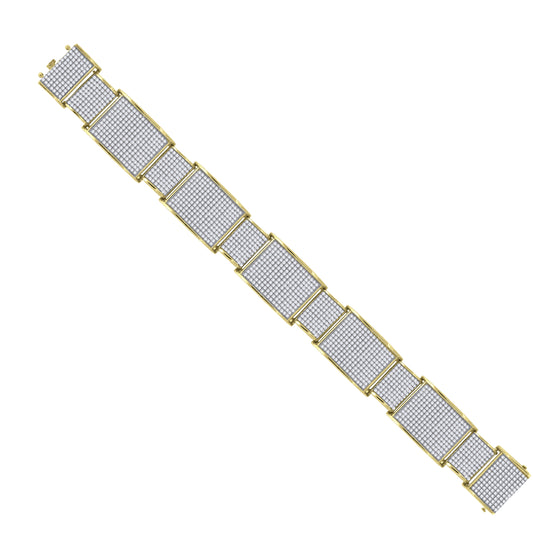 Sterling Silver Yellow-Tone Men Micropave Cubic Zirconia Link Bracelet