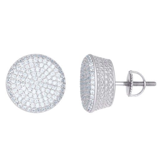 Sterling Silver Or Yellow-Tone Womens Cubic Zirconia Round Stud Earrings