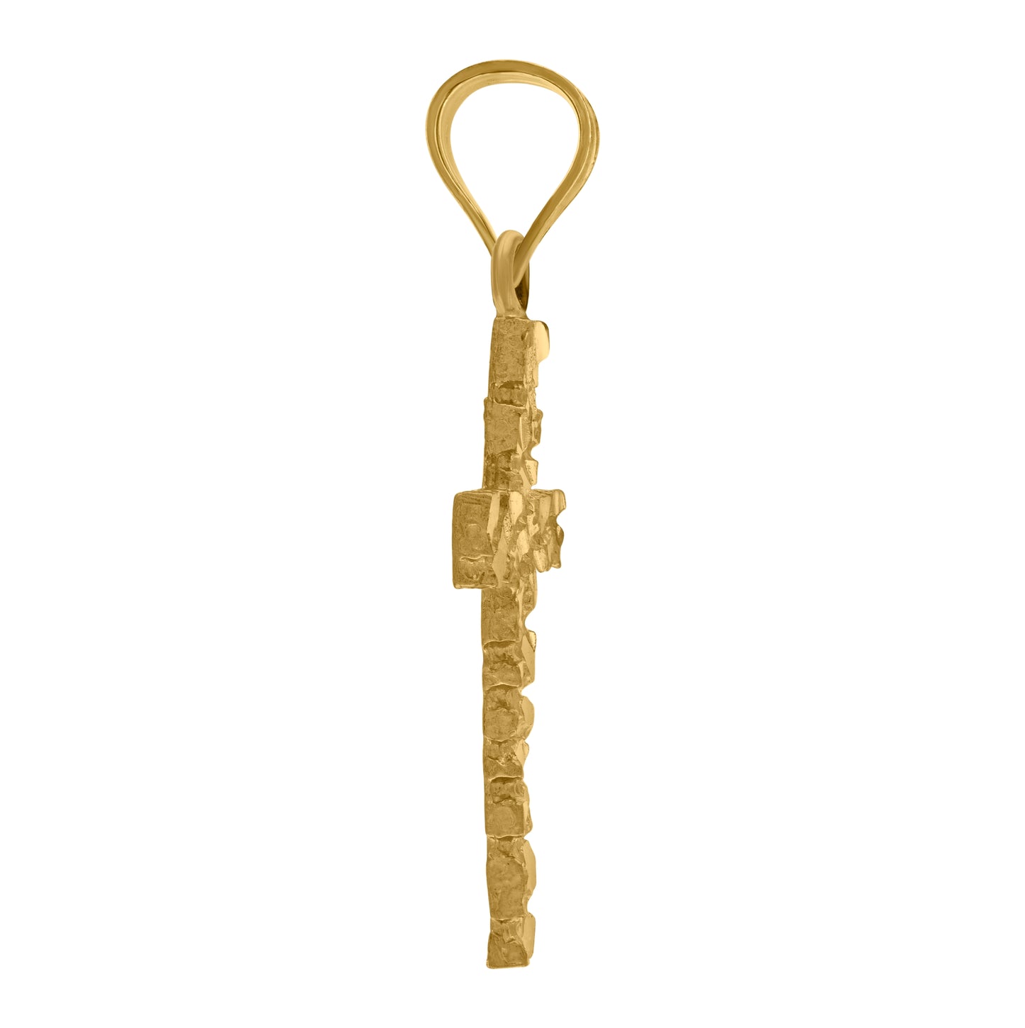 10K Yellow Gold Unisex Nugget Latin Cross Religious Charm Pendant