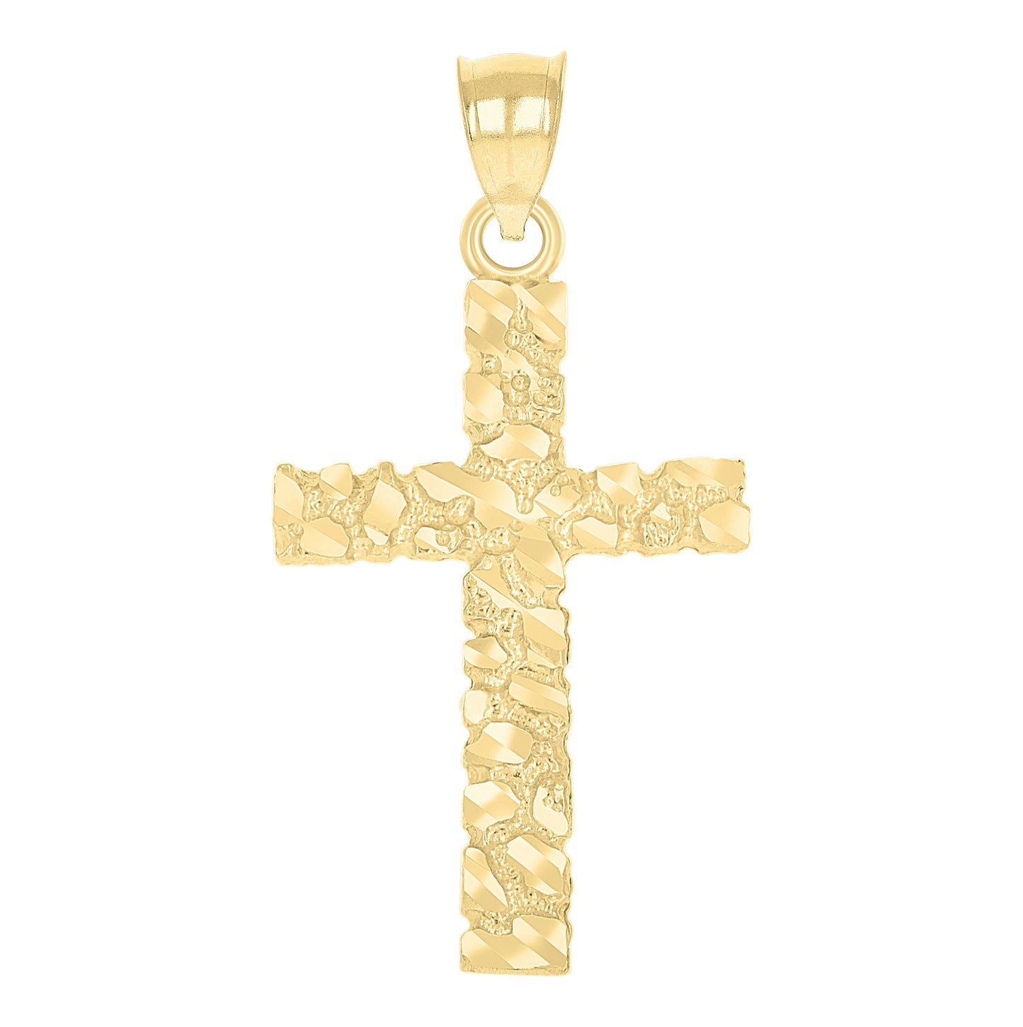 10K Yellow Gold Unisex Nugget Latin Cross Religious Charm Pendant
