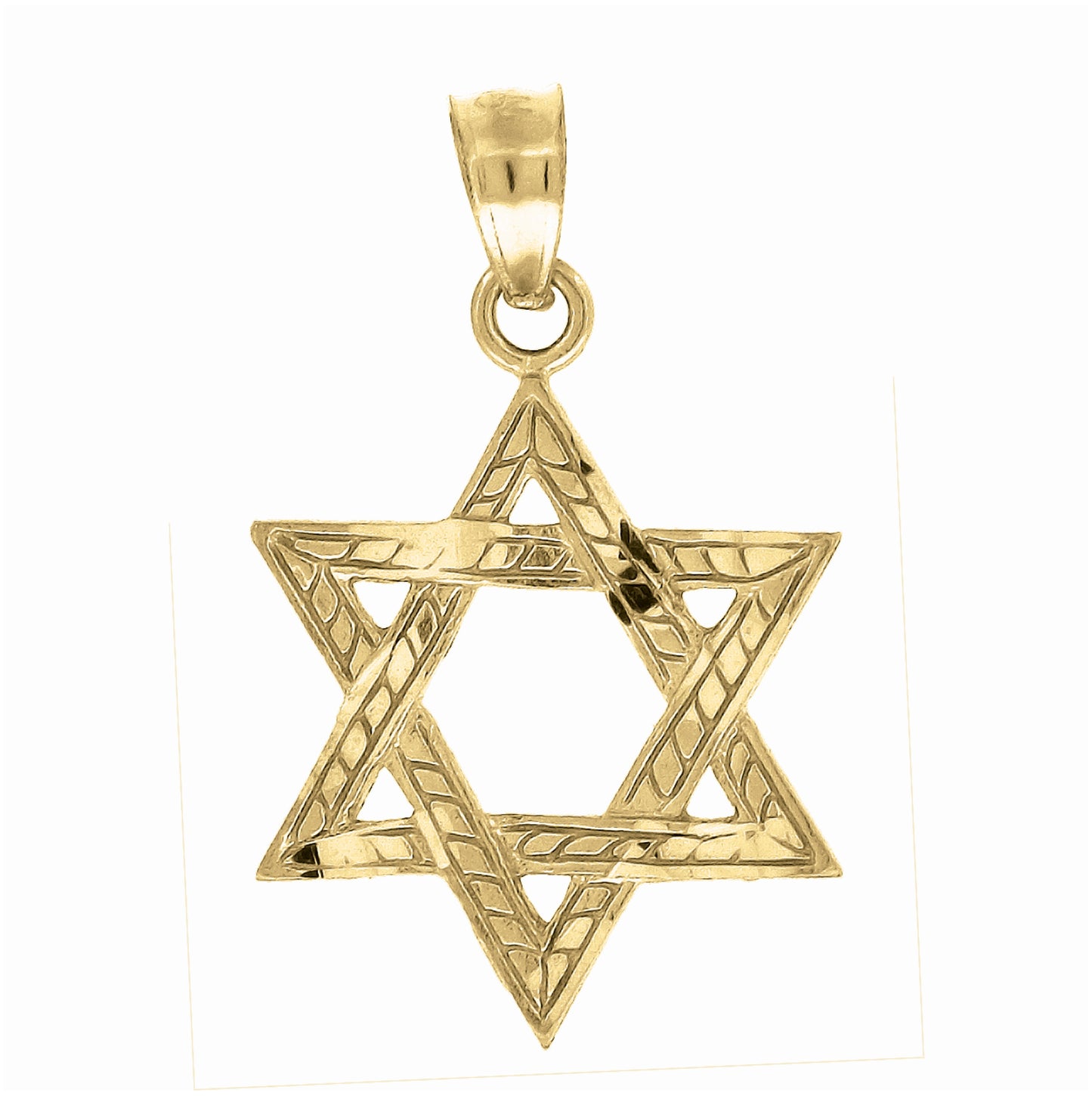 10K Yellow Gold Mens Women Textured Star Of David Religious Charm Pendant