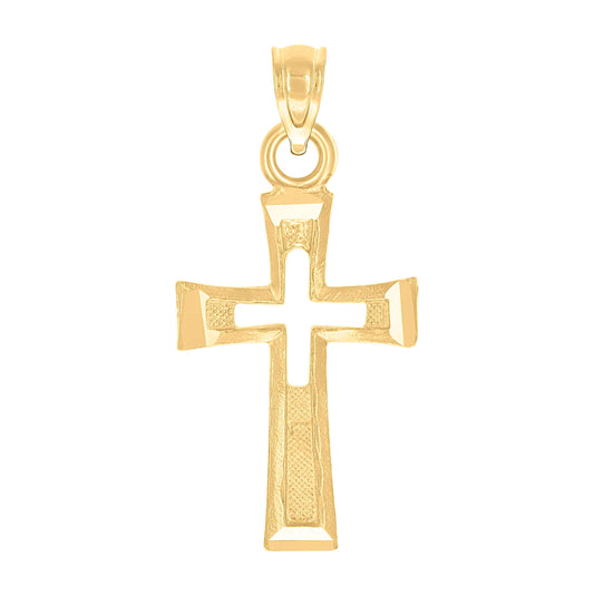 10K Yellow Gold Womens Mens Unisex Cross Religious Charm Pendant