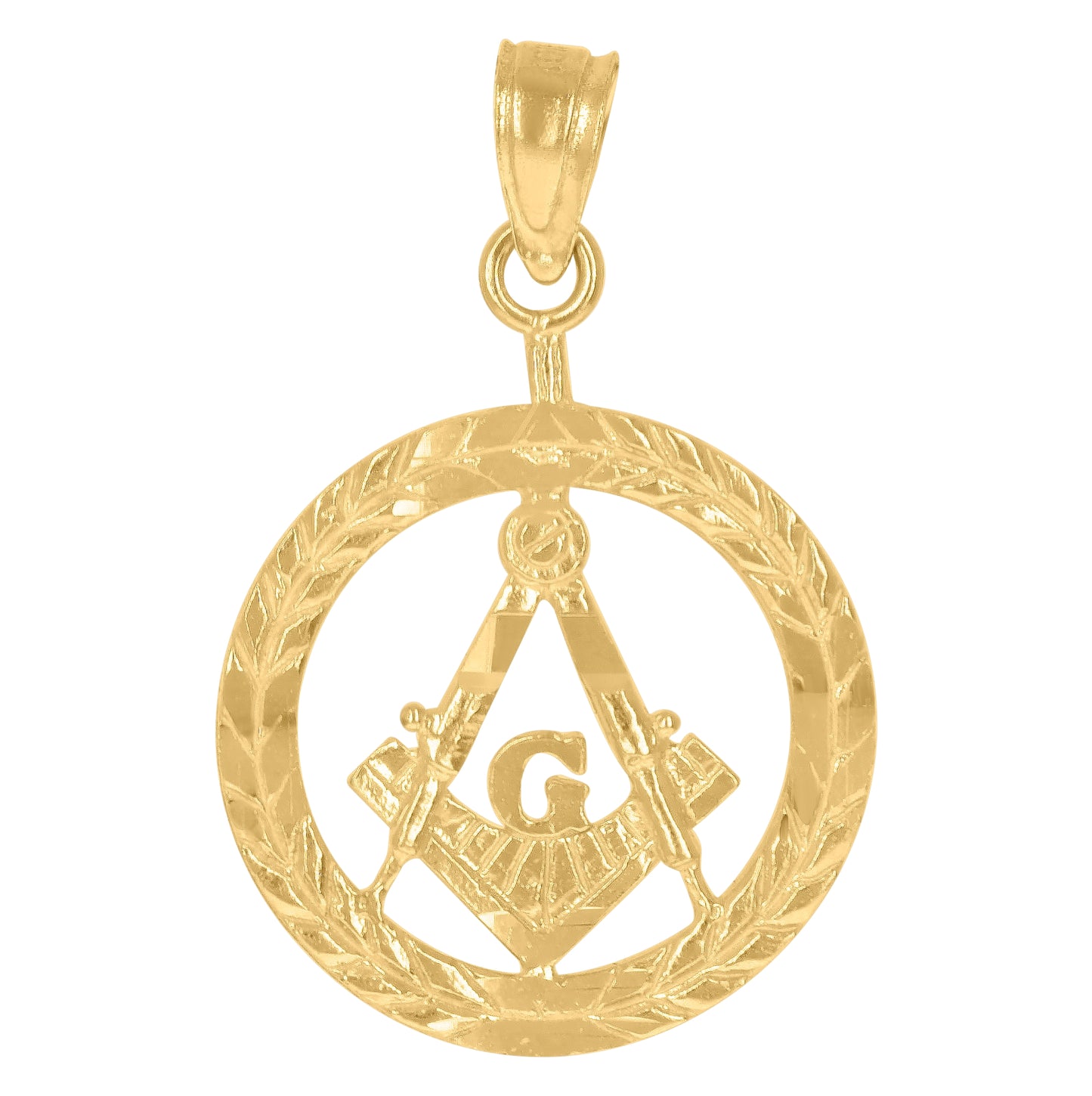 10K Yellow Gold Unisex Freemasonry Masonic Charm Pendant