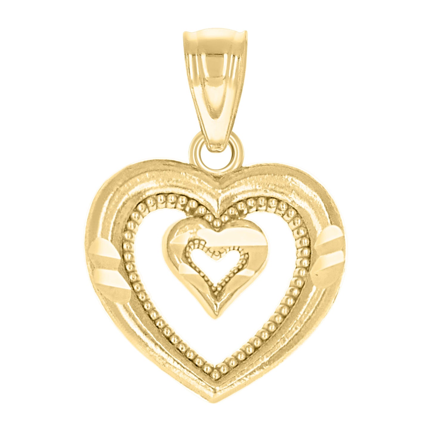 10K Yellow Gold Womens 2 Double Two Heart Charm Pendant