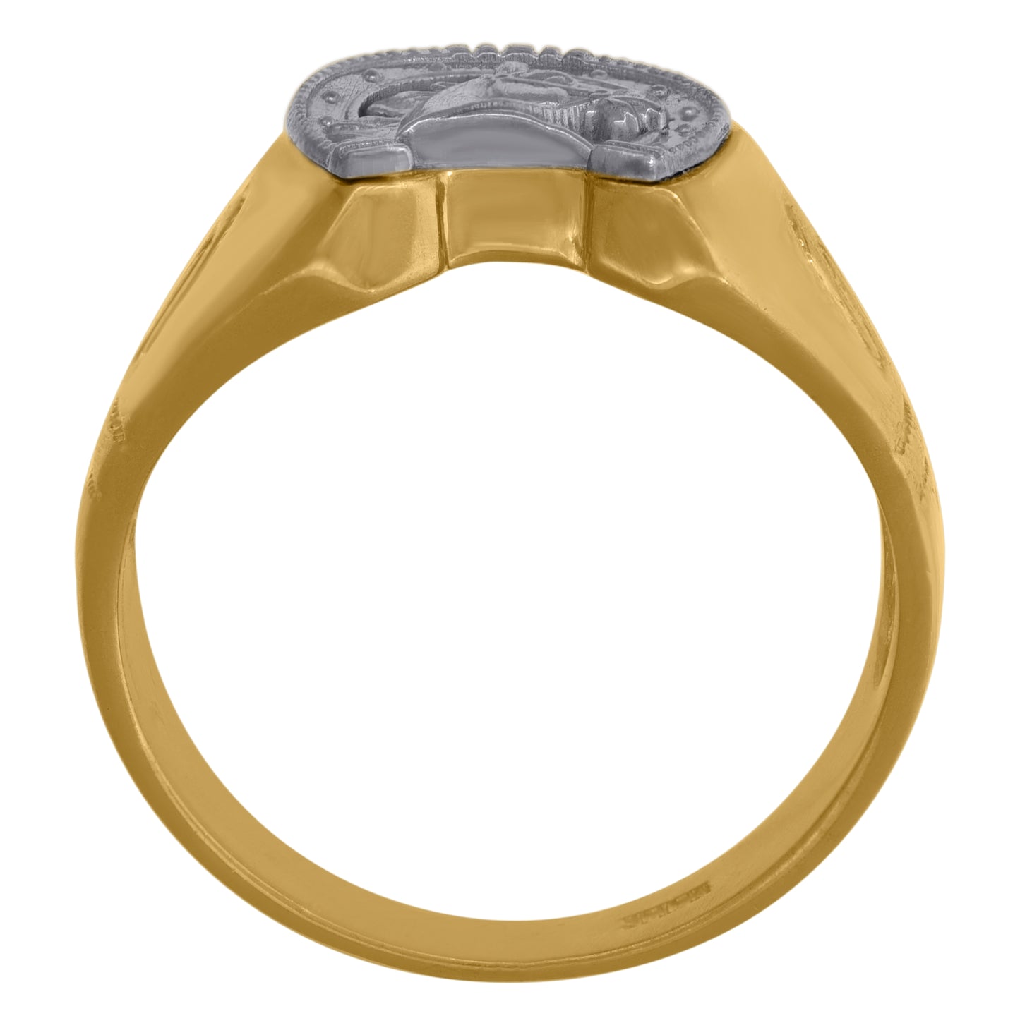10K Two-Tone Gold Mens Textured Horseshoe Ring