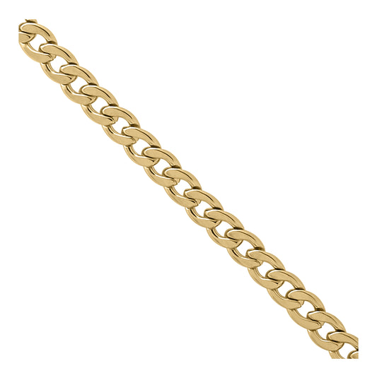 Stainless Steel Mens Yellow-Tone Cuban Bracelet