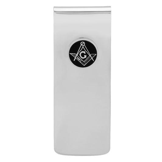 Stainless Steel Masonic Black Enamel Money Clip