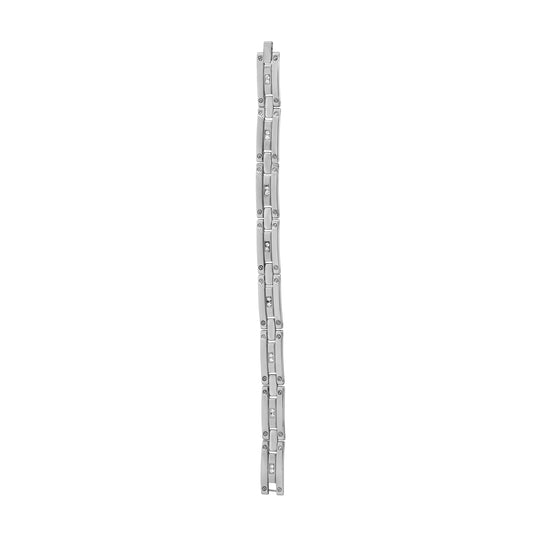 Stainless Steel Mens Cubic Zirconia Link Bracelet