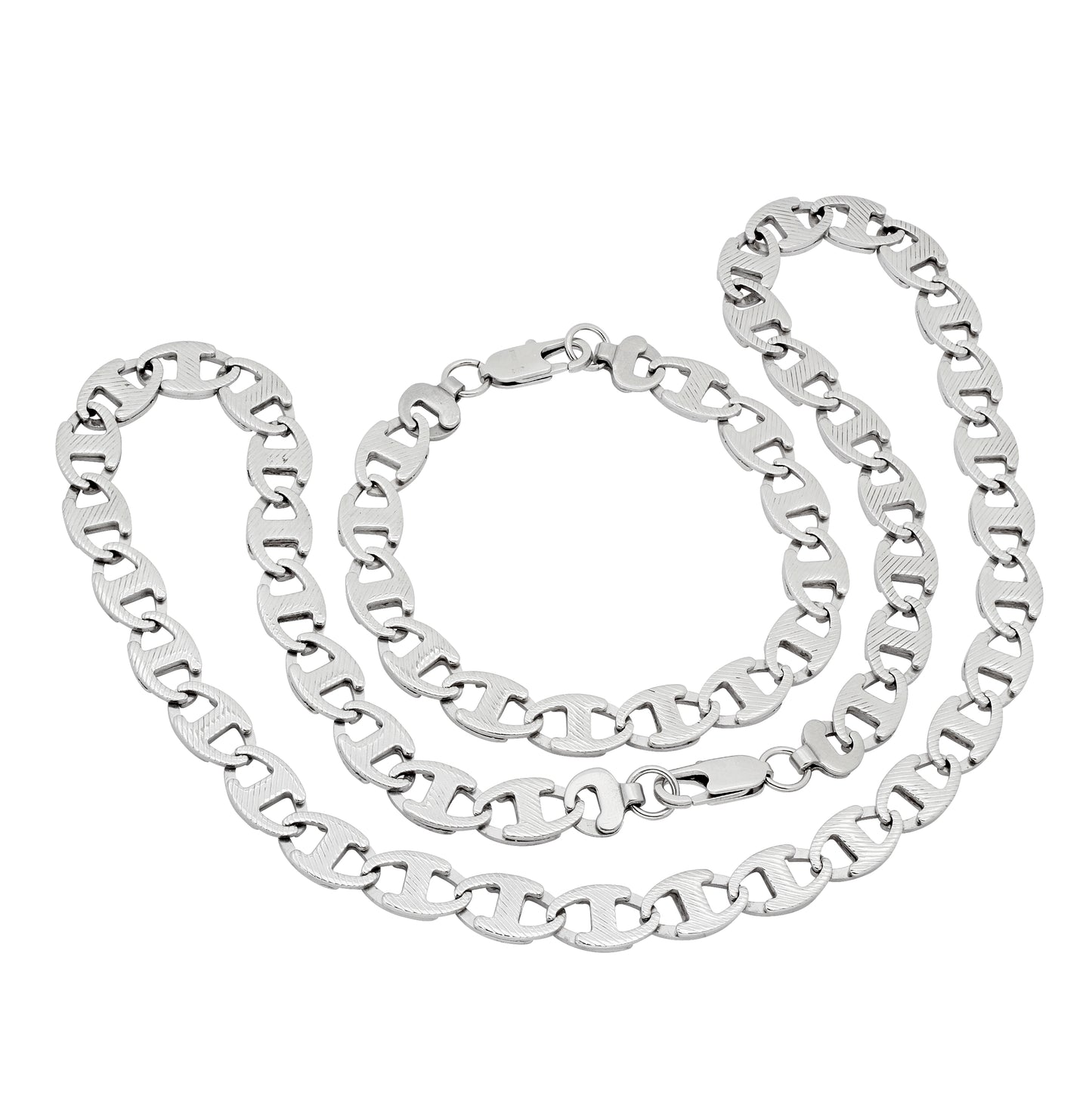 Stainless Steel Mens Mariner Bracelet/Necklace Set