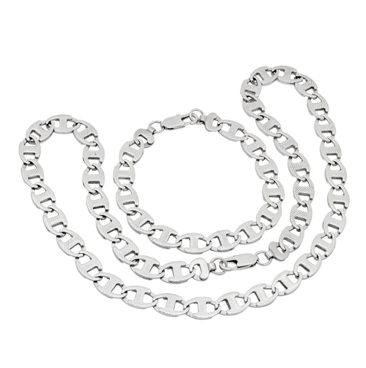 Stainless Steel Mens Mariner Bracelet/Necklace Set