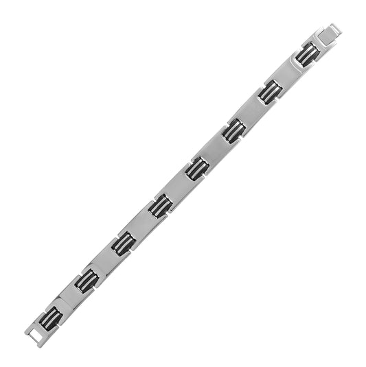 Stainless Steel Black-tone Mens Fashion Link Bracelet