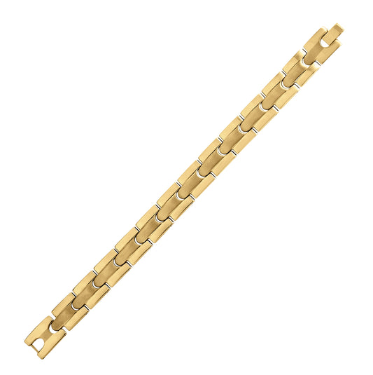 Stainless Steel Yellow-Tone Mens Link Bracelet