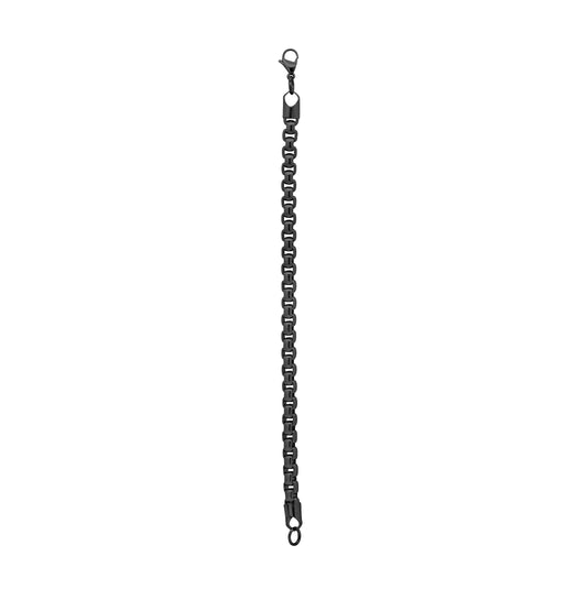 Stainless Steel Black-tone Unisex Rolo Bracelet