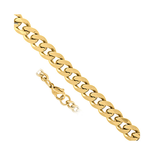Stainless Steel Yellow-tone Mens Cuban Bracelet