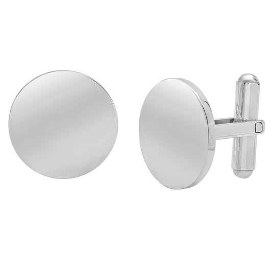 Stainless Steel Mens Round Cufflinks 