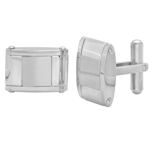 Stainless Steel Mens Center Brushed Cufflinks