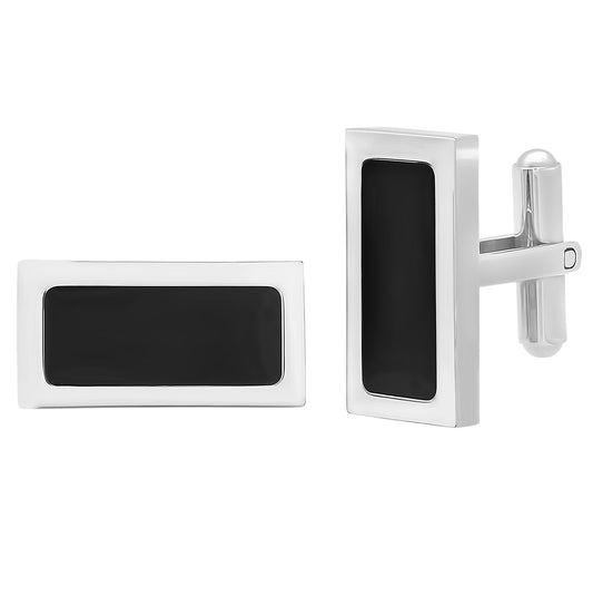 Stainless Steel Mens Rectangular Back Cufflinks