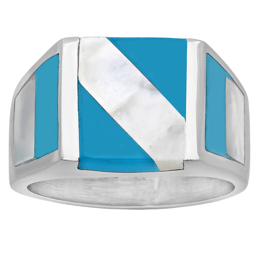 Stainless Steel Mens Blue-Enamel Fashion Comfort-fit Bridal Anniversary Wedding Engagement Band Ring