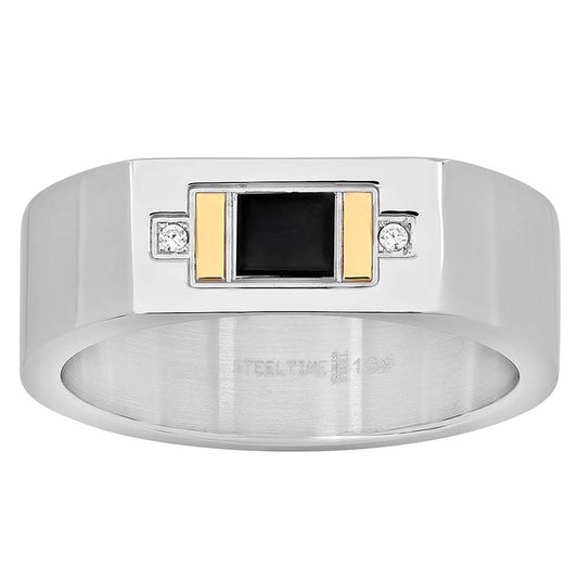 Stainless Steel Yellow-tone Mens Cubic-Zirconia Sizes 6 - 12 Comfort-fit Fashion Bridal Anniversary Wedding Engagement Band Ring