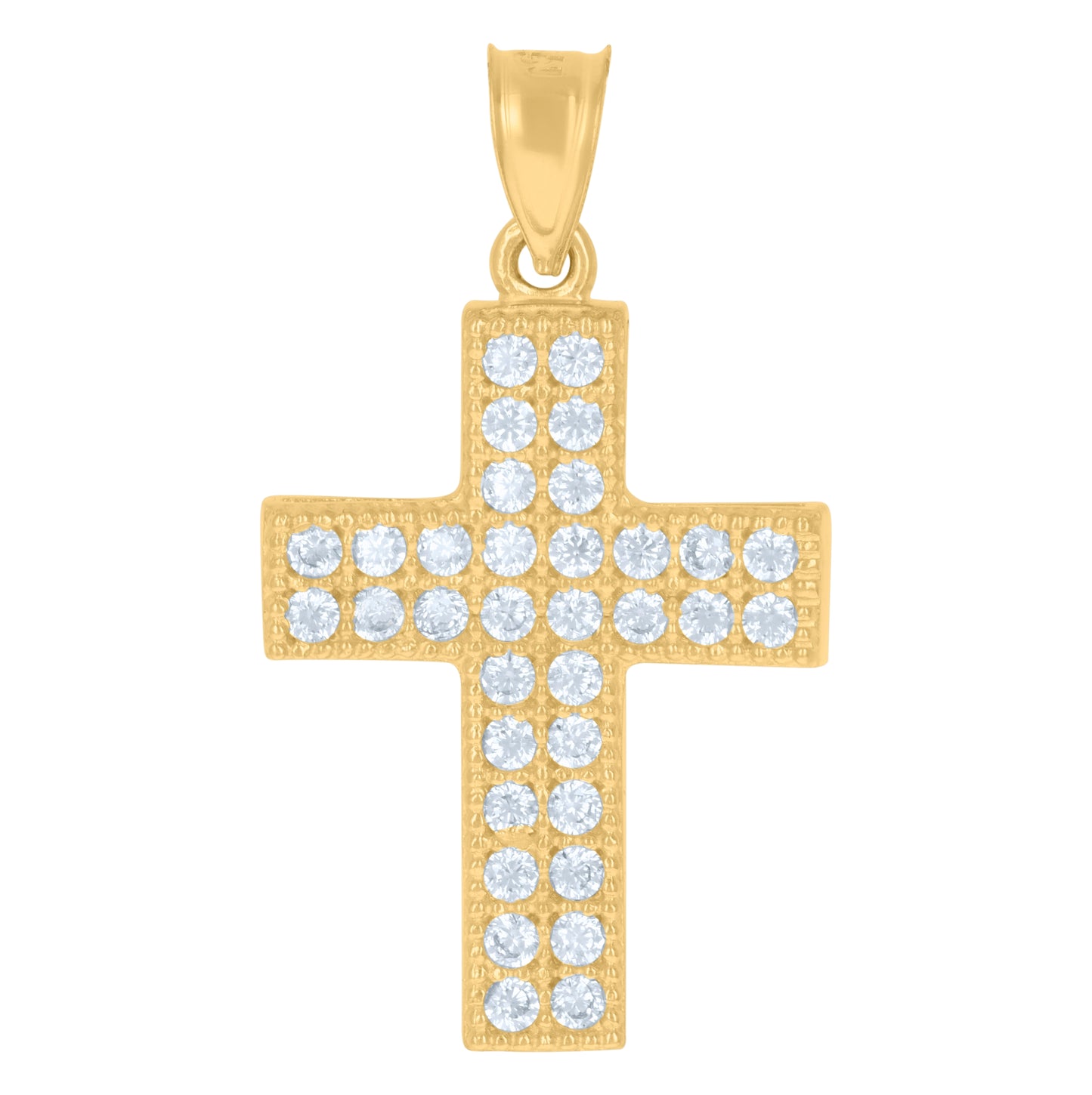 10K Two-Tone Gold Cubic-Zirconia Unisex Cross Religious Charm Pendant